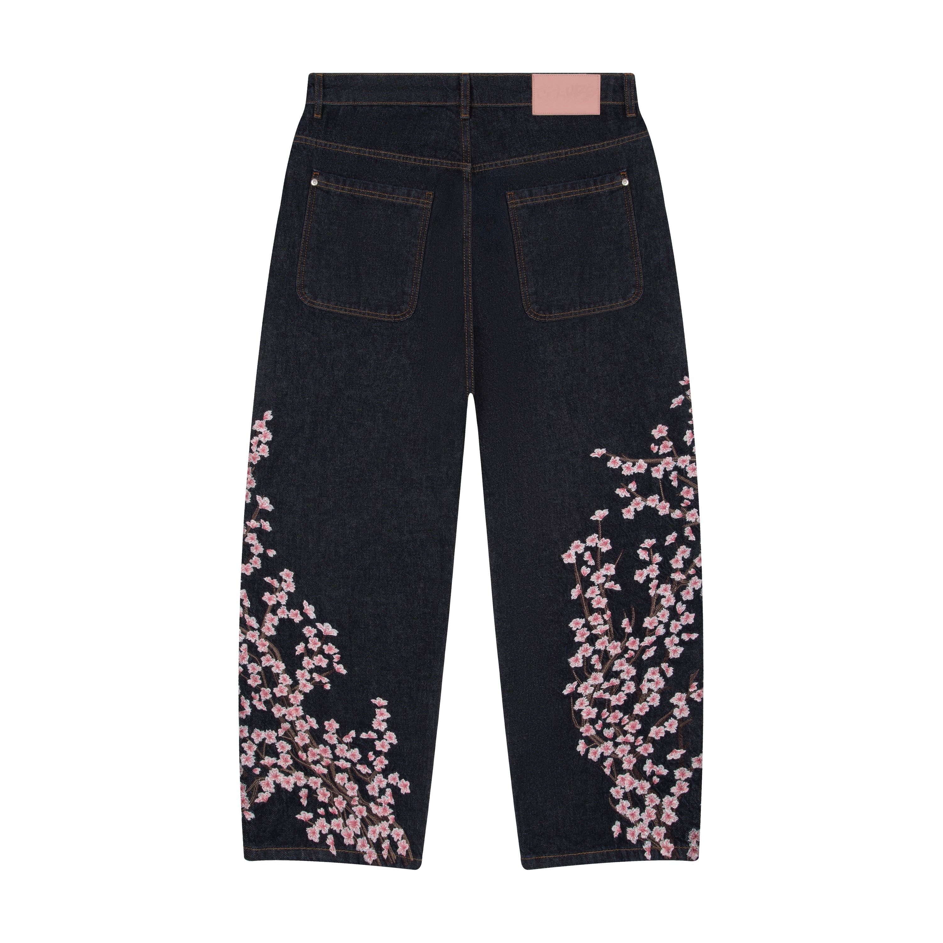 derschutze 桜刺繍 インディゴ ワイドレッグデニム32サイズ blossom v3