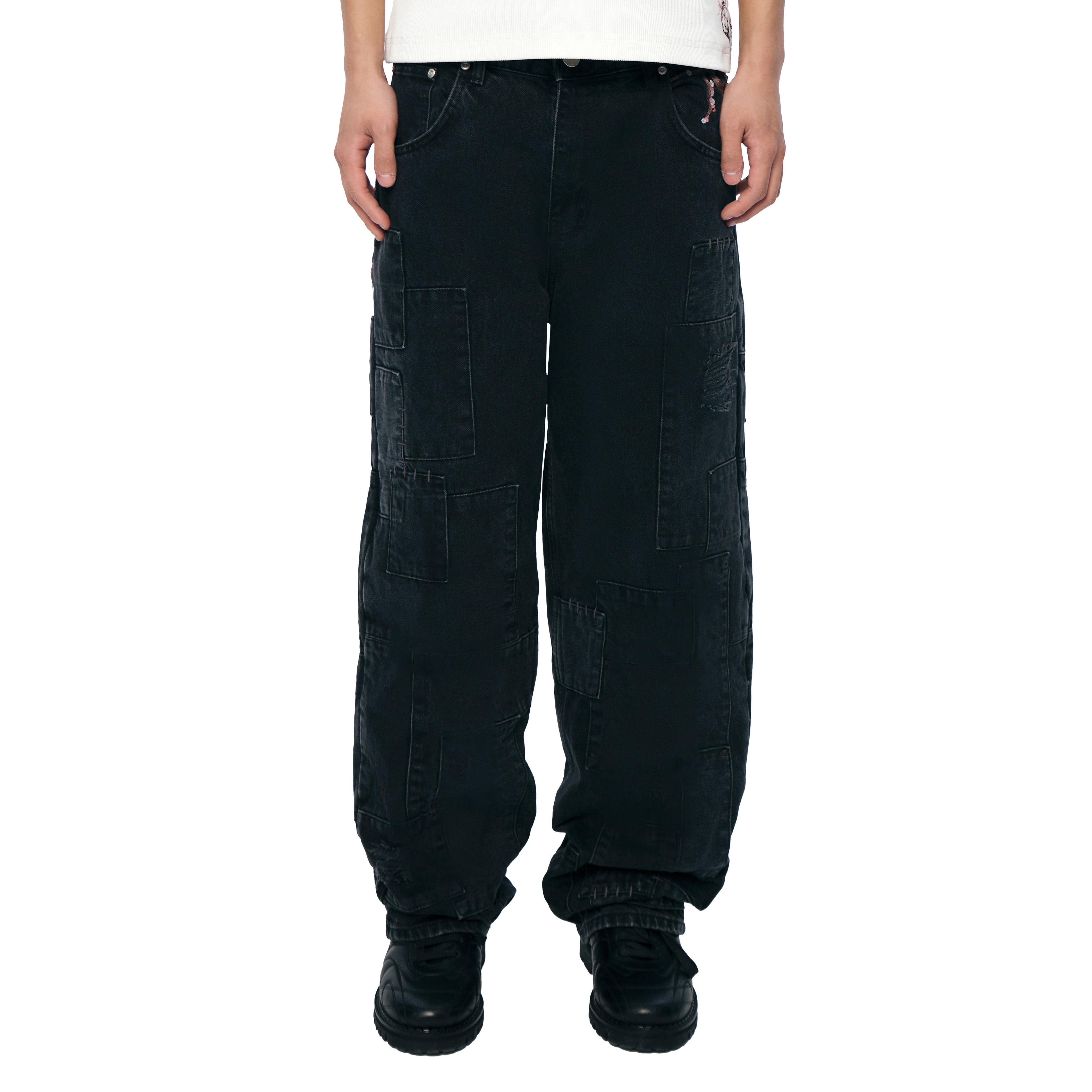 【BAON】23FW★ [BAONHAUS] Biltzko cut washed black denim pt blossom v2
