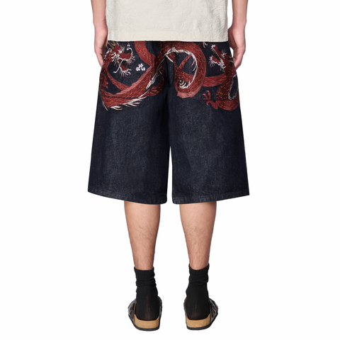 "shibuya" indigo raw Jorts 01