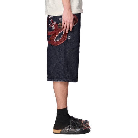 "shibuya" indigo raw Jorts 01