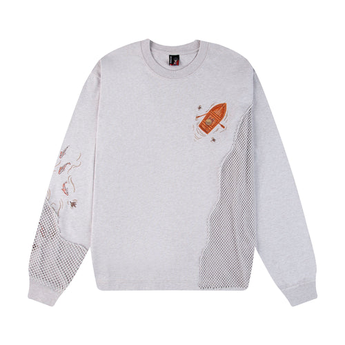 "koi fish" long sleeve grey melange