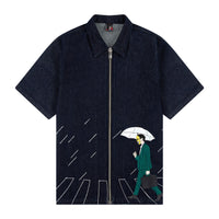 "rainy day" zip up Shirt denim