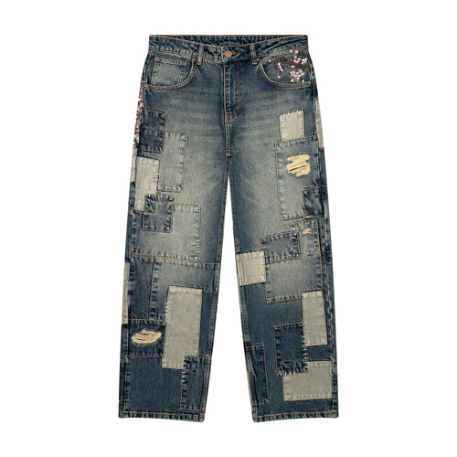 "sashiko v2" patchwork denim blue