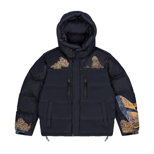 "whales" Puffer navy v2
