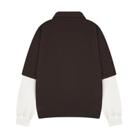 "gallery" layered Polo Sweatshirt dark brown