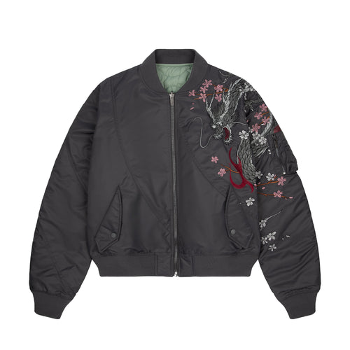"yakuza v2" bomber Jacket dark grey