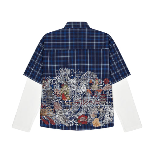 "yakuza" layered Shirt navy