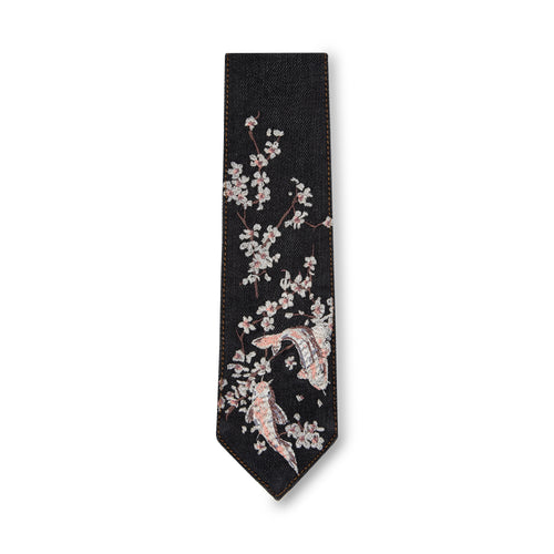 "yakuza" raw black denim tie