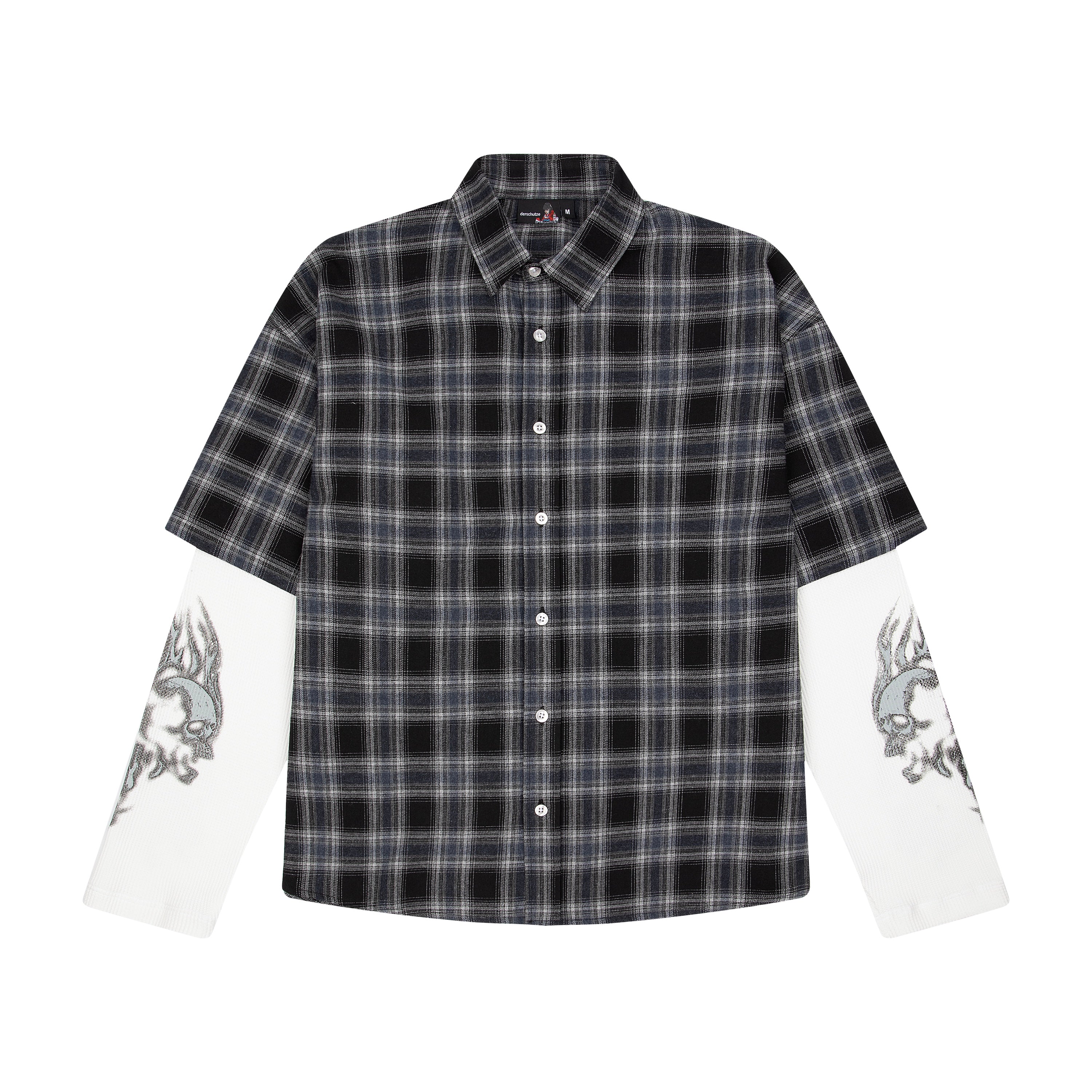 トップス Reversible Sheer Layered Check Shirt hellboy