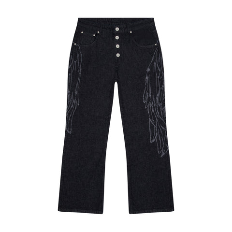 "hellboy" indigo raw bootcut Denim