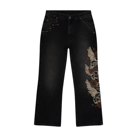 "hellboy" brown washed bootcut Denim