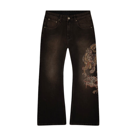 "thangka" brown bootcut Denim