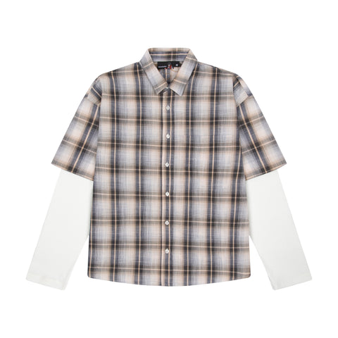 "thangka" layered Shirt plaid cream