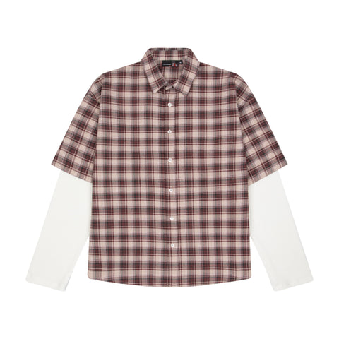 "thangka" layered Shirt plaid brown