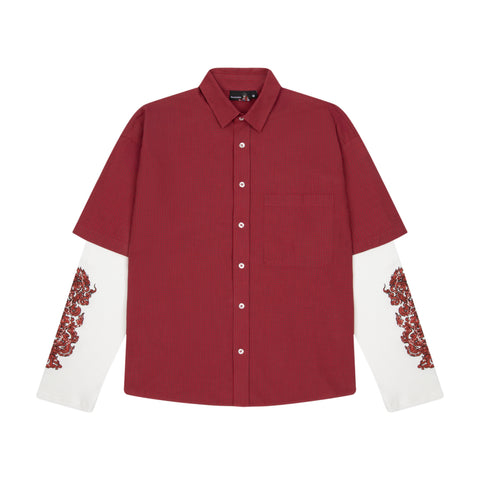 "thangka" layered Shirt plaid red
