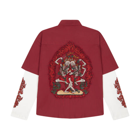 "thangka" layered Shirt plaid red