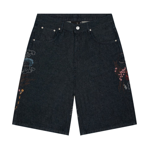 "yakuza" indigo raw Jorts 04