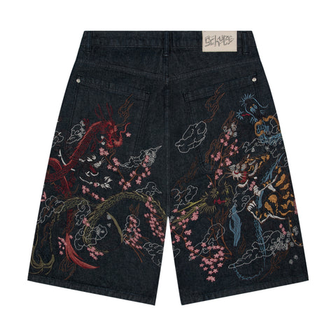 "yakuza" indigo raw Jorts 04