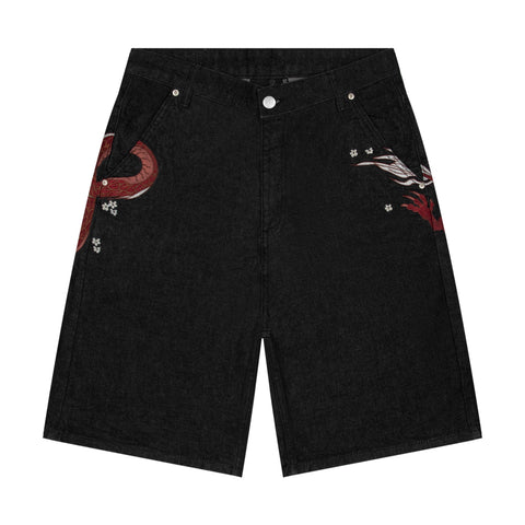 "yakuza" black raw Jorts