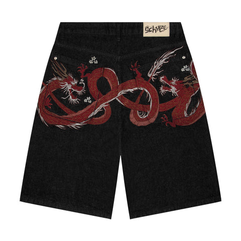 "yakuza" black raw Jorts