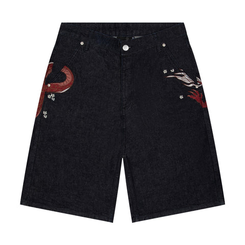 "shibuya" indigo raw Jorts 01