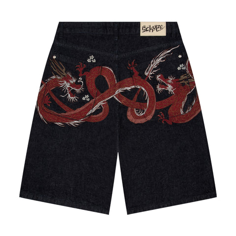 "shibuya" indigo raw Jorts 01