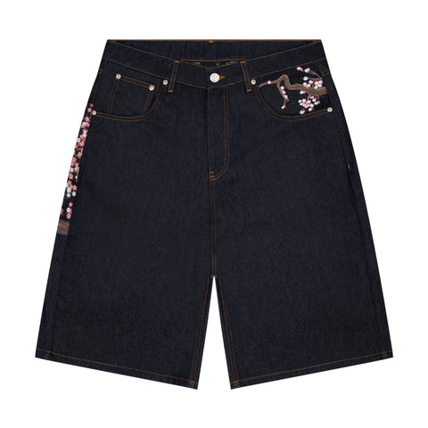 "blossom" indigo raw Jorts