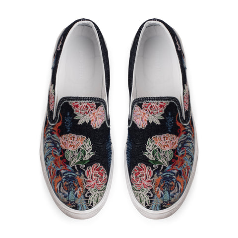 "thangka" denim slip-ons