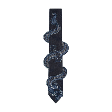 "yakuza" navy denim tie
