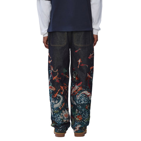"koi pond" indigo raw Denim