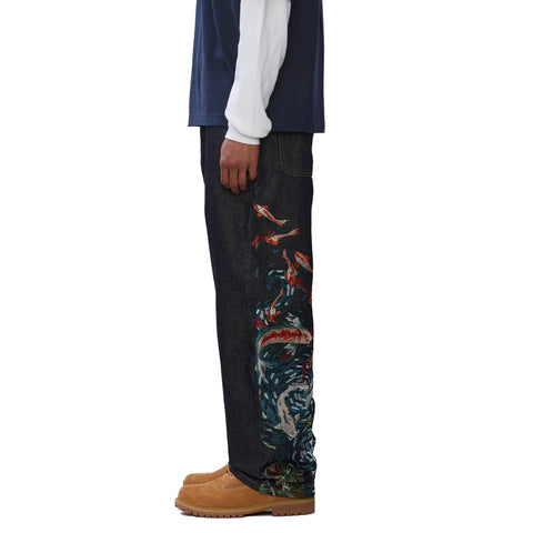"koi pond" indigo raw Denim