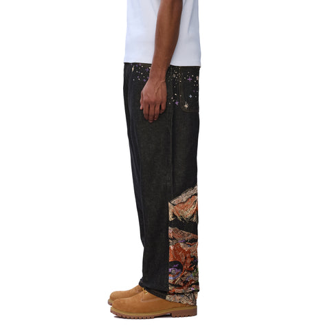 "sunset" black raw Denim