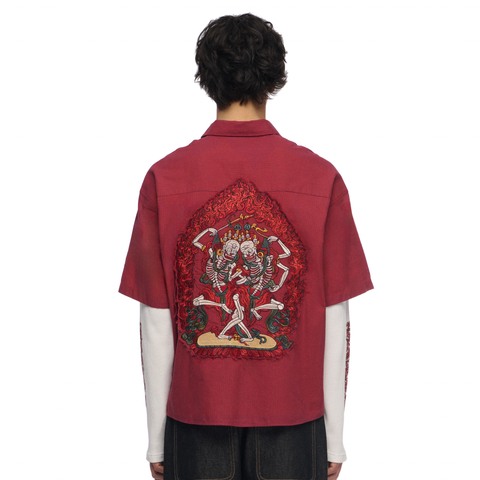 "thangka" layered Shirt plaid red