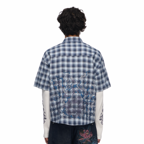 "thangka" layered Shirt plaid blue