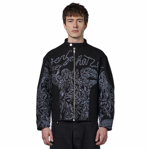 "hellboy" denim Biker jacket black