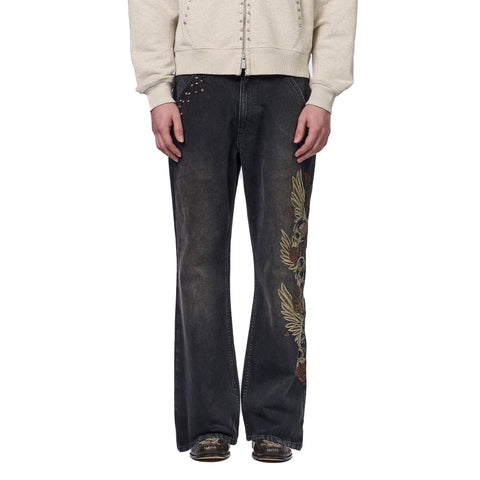 "hellboy" brown washed bootcut Denim