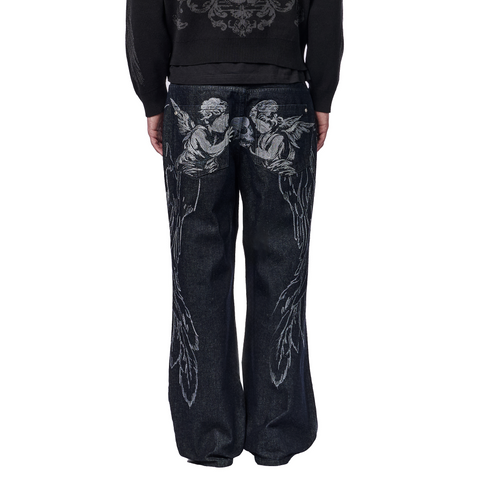 "hellboy" indigo raw bootcut Denim