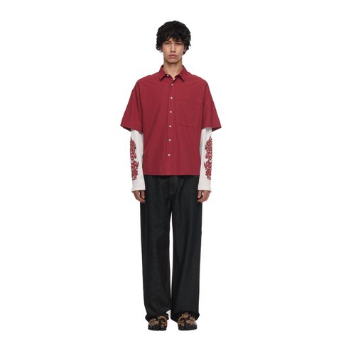 "thangka" layered Shirt plaid red