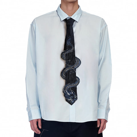 "yakuza" navy denim tie