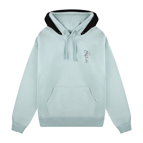 "rainy day" Hoodie washed baby blue