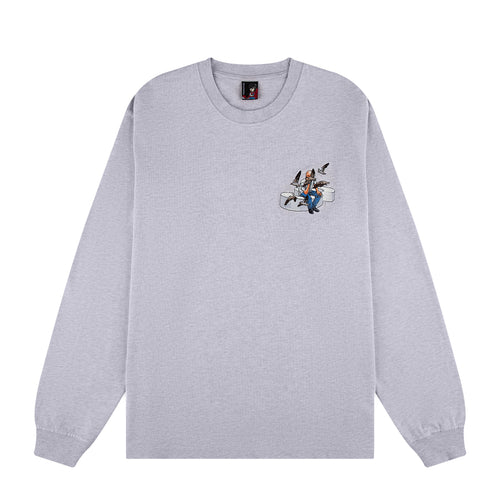 "silence" Long Sleeve grey melange