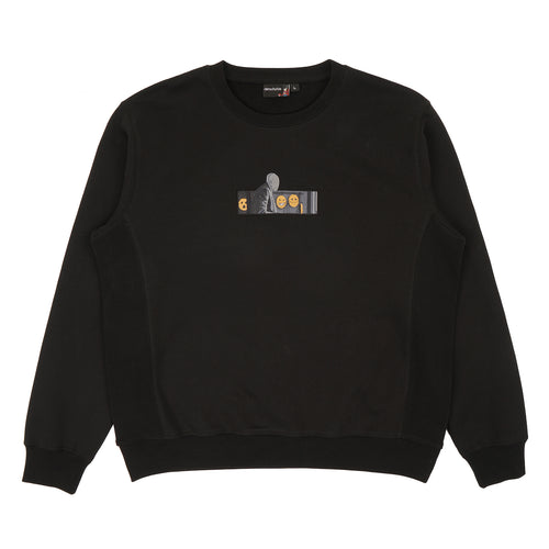 "faces" crewneck black