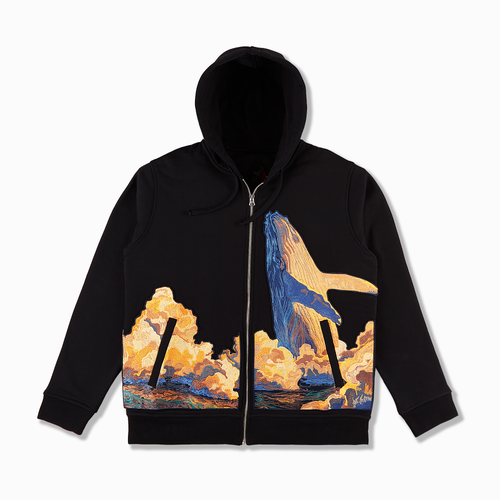 "whales" Zip Up black